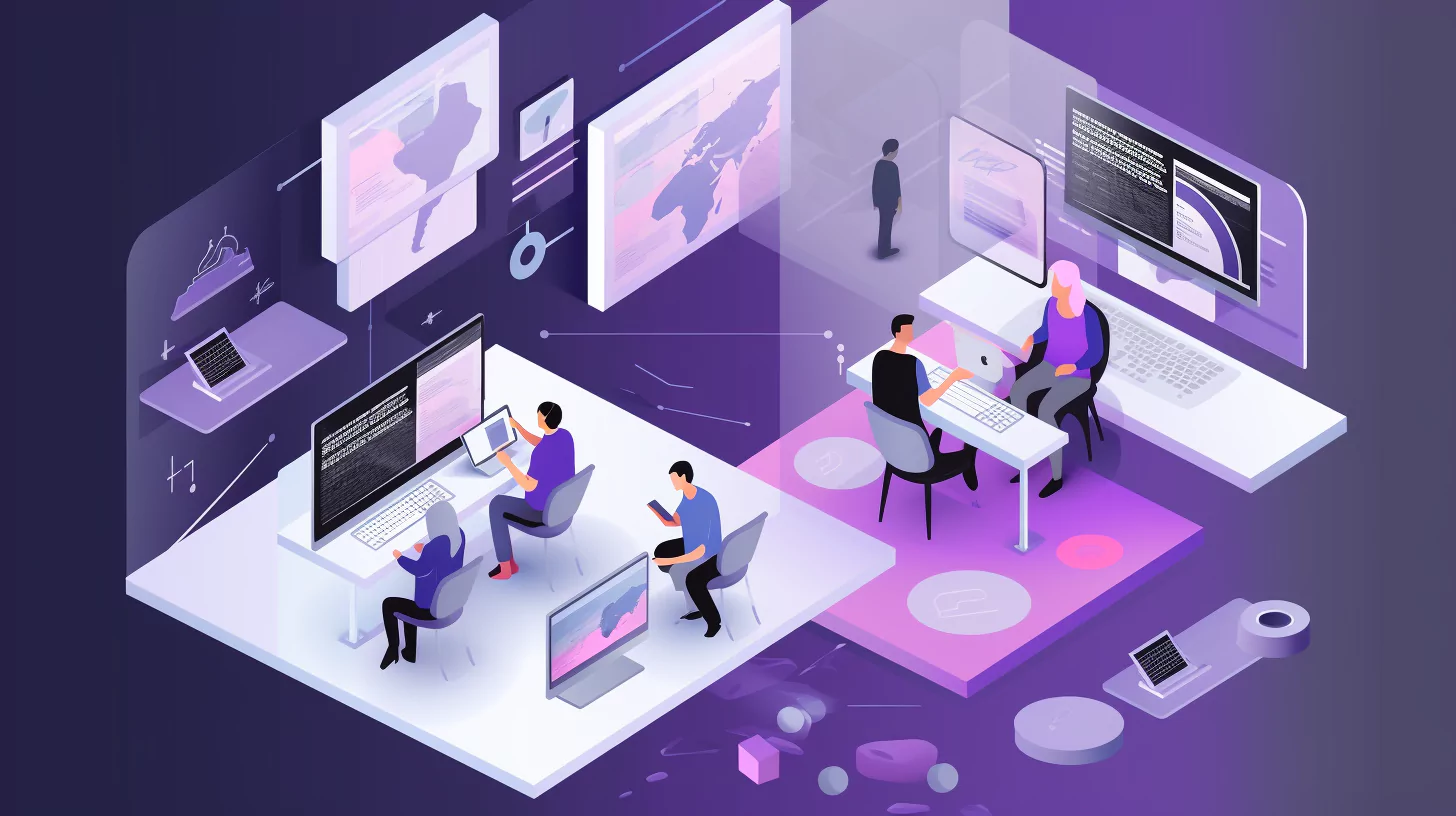 Illustration of a remote team collaborating