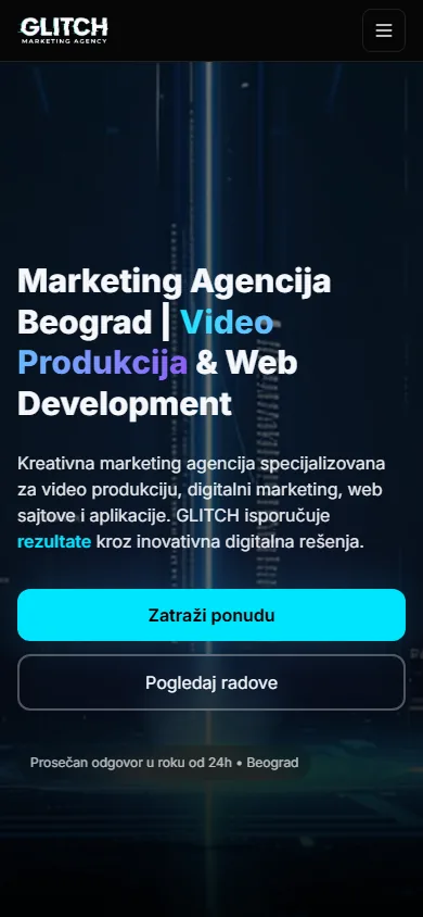 GLITCH sajt na mobilnom telefonu