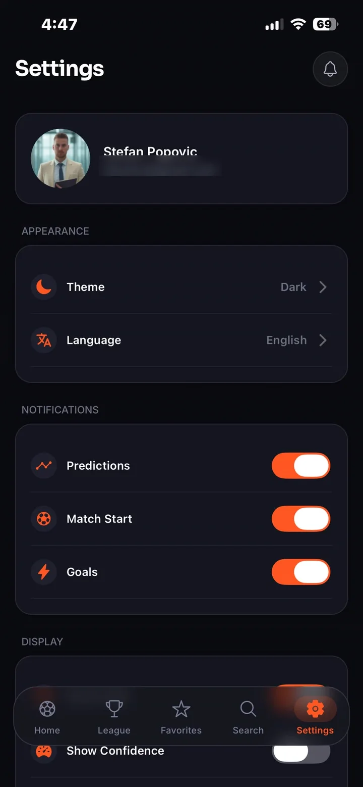 Settings — two row types, nothing more