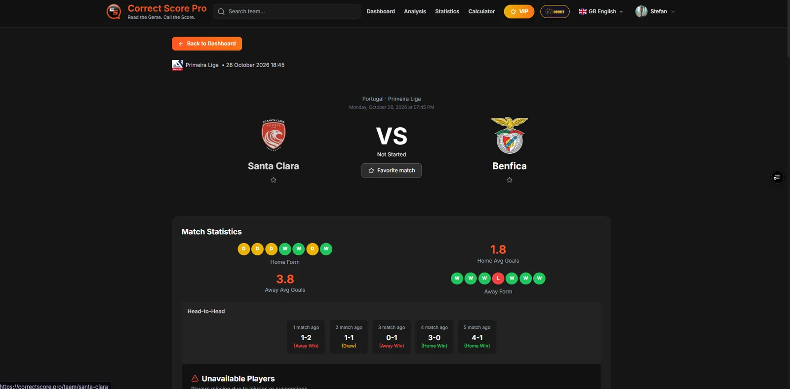 Match page — desktop