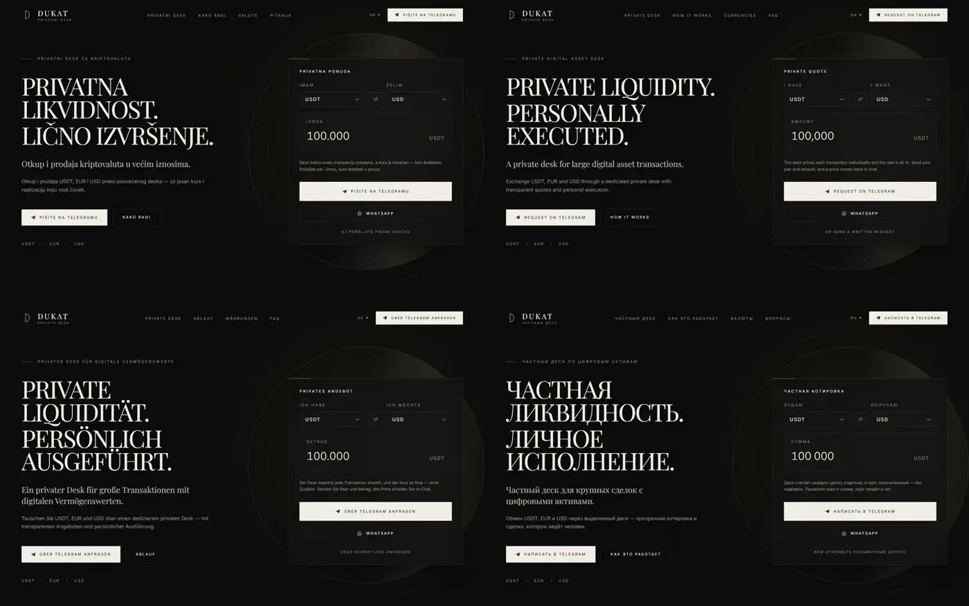 DUKAT Private Desk — jezici